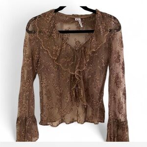 Elegant Lace Women's Top in Brown